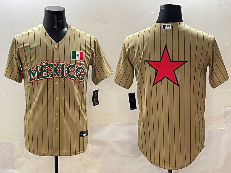 Men Mexico Blank Brown Stripe Joint Name 2025 Nike MLB Jersey style 5->more jerseys->MLB Jersey